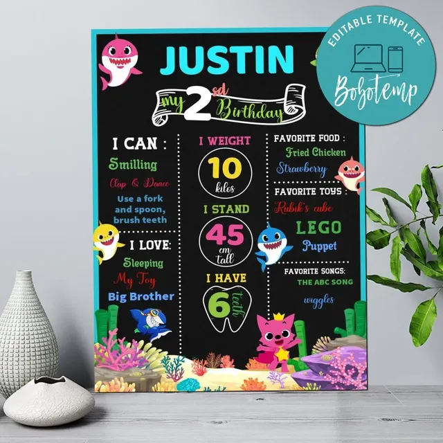 baby-shark-birthday-milestone-board-customizable-template-diy-bobotemp