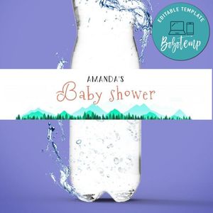 Printable Mountain Baby Shower Water Bottle Label Template