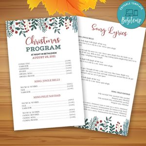 Christmas Program Customizable Template Instant Download