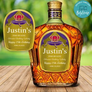 Crown Royal label for birthday Customizable Template Instant Download
