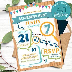 Scavenger Hunt invitation Customizable Template Instant Download