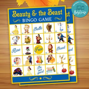 Beauty and the Beast Bingo Customizable Template Instant Download