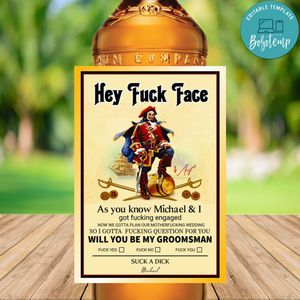 Captain Morgan Groomsmen Proposal Custom Liquor Label Template Instant Download