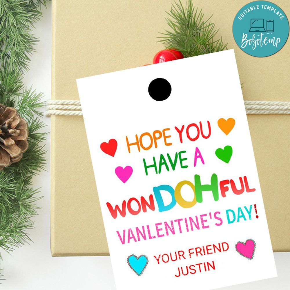 Play Doh Valentine's Day Favor Tag Customizable Template Instant Download