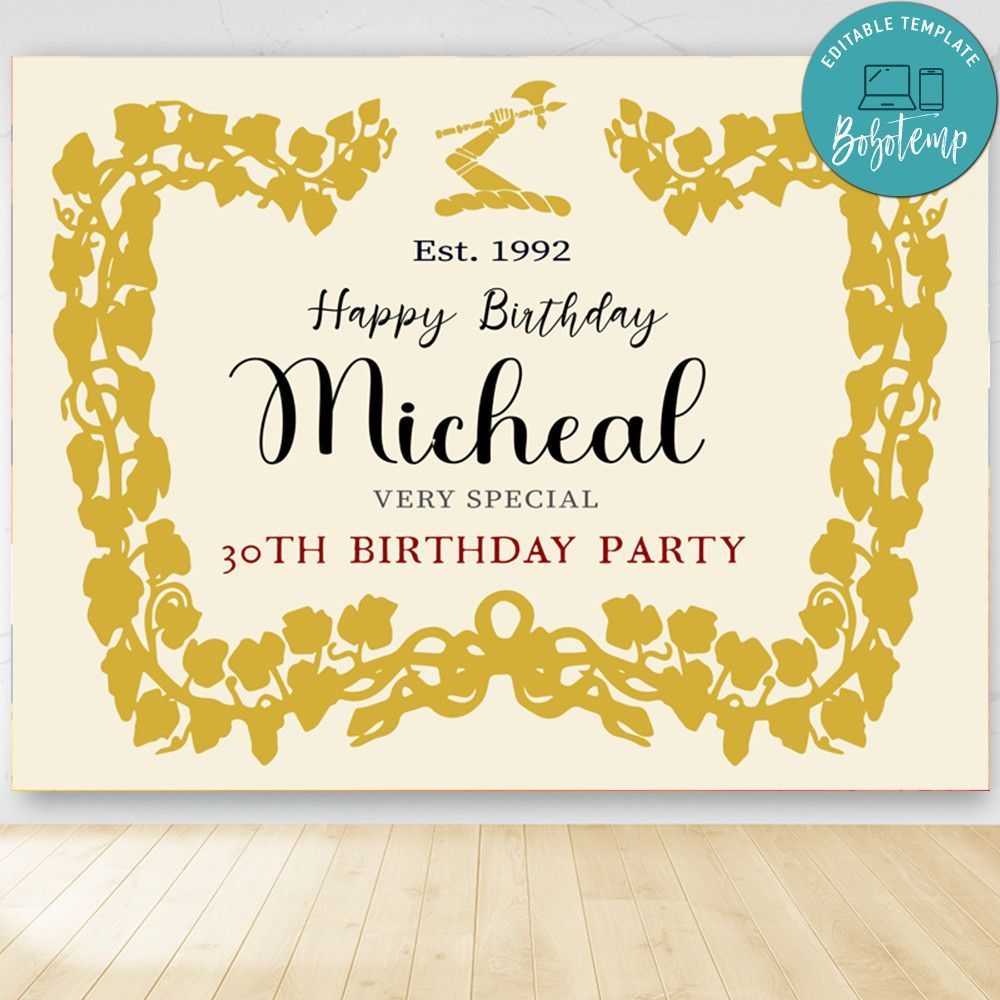 Hennessy Cognac Themed Birthday Backdrop Digital File Template Instant Download