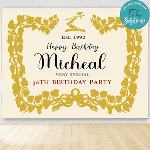 Hennessy Cognac Themed Birthday Backdrop Digital File Template Instant Download
