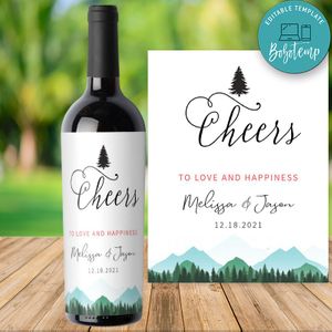 Forest Wedding Wine Bottle Label Template Printable