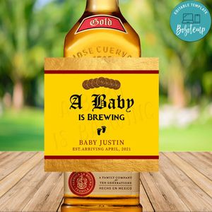 Jose Cuervo Baby Announcement Liquor Label Customizable Template Instant Download