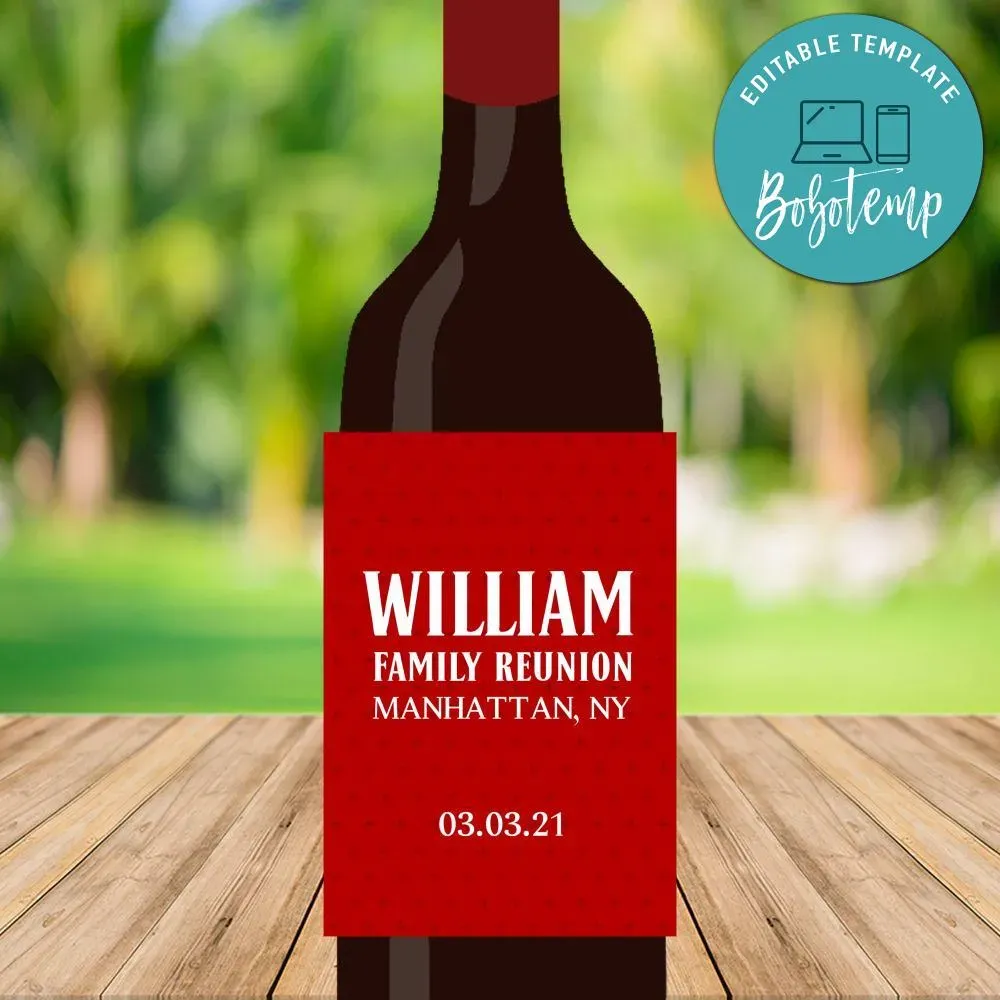 Patterned Wine Label Customizable Template DIY Createpartylabels
