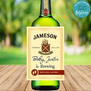 Jameson Baby Announcement Liquor Label Customizable Template Instant Download