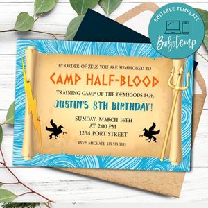 Demigod Invitation Printable Digital File Instant Download