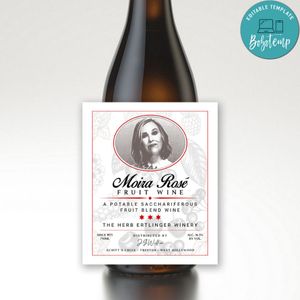 Moira Rosé Fruit Wine Adhesive Label Customizable Template Instant Download