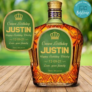Crown Royal Apple label for birthday Customizable Template Instant Download