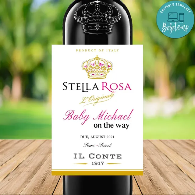Stella Rosa Baby Announcement Liquor Label Customizable DIY ...