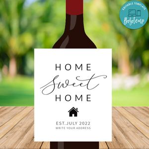 Home Sweet Home Wine Label Digital File Template