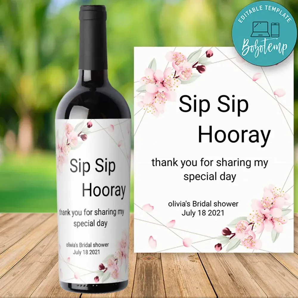 Sip Sip Hooray Pregnancy Announcement Personalized Wine Label
