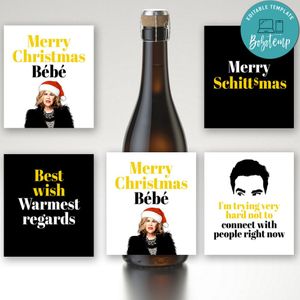 Schitt's Creek Christmas Wine Beer Label Customizable Template Instant Download