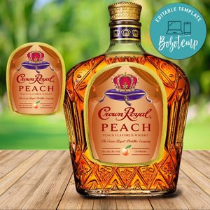 Crown Royal Peach label for birthday Customizable Template Instant Download