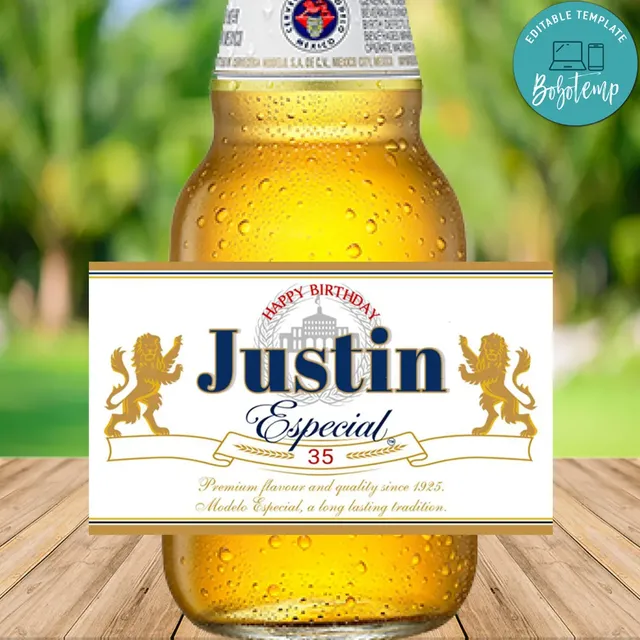 Happy Birthday Modelo Beer Label Customizable Template DIY | Bobotemp for Free Printable Beer Label Templates