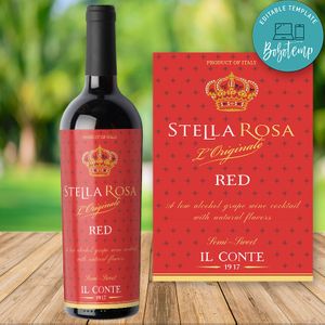 Red Stella Rosa Wine bottle label PNG Template to Print at Home Instant Download