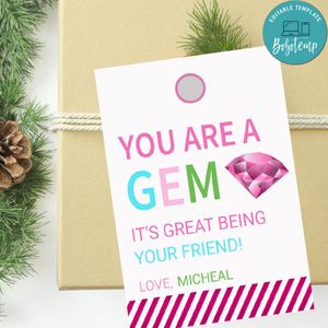 You are a Gem Valentine Tag Customizable Template Instant Download