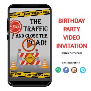 Digital Construction Customizable Mp4 Video Invitation File Template Instant Download