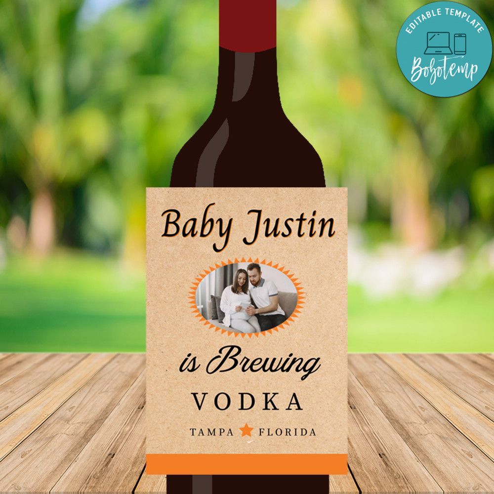 Titos Baby Announcement Liquor Label Customizable Template Instant Download