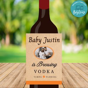 Titos Baby Announcement Liquor Label Customizable Template Instant Download