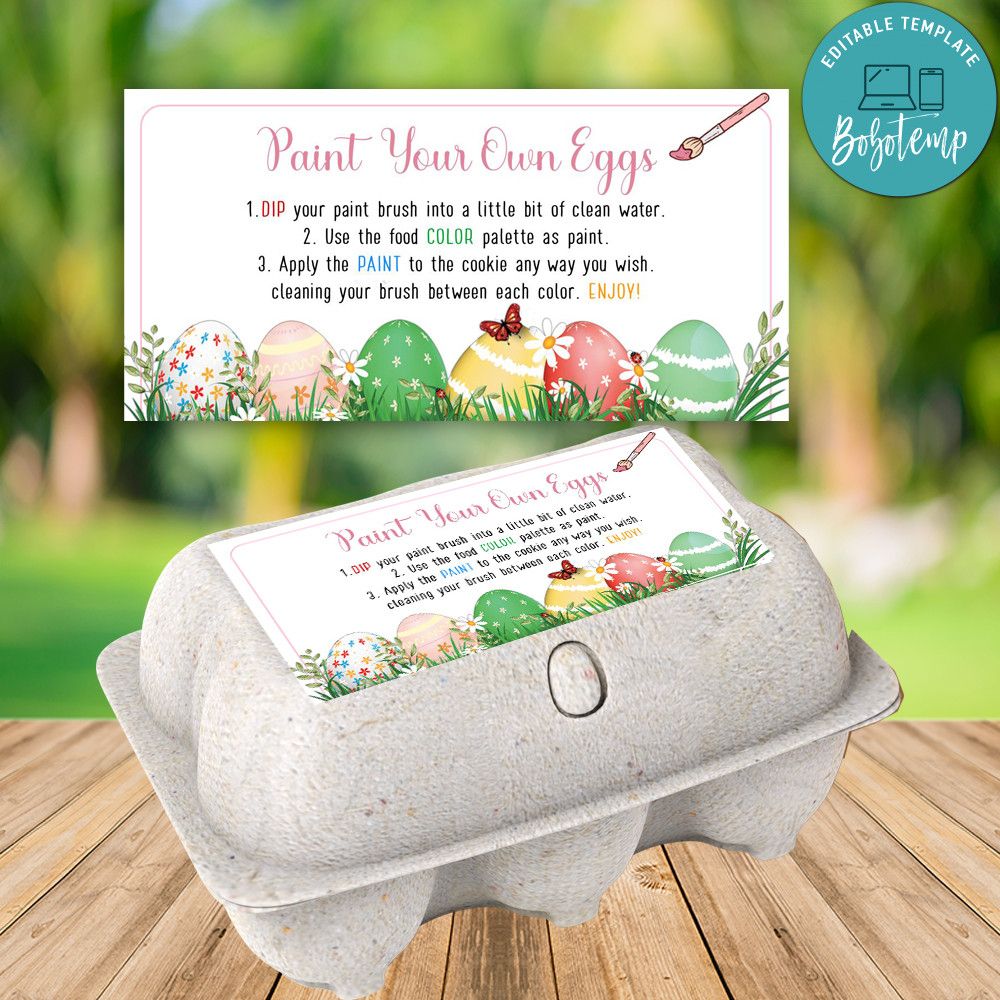 Paint Your Own Eggs Cookie Label Customizable Template DIY Createpartylabels