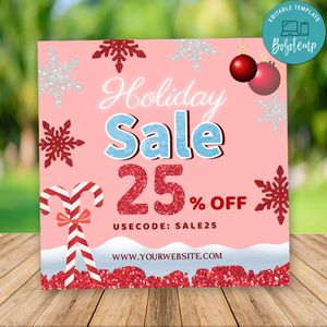 Christmas Holiday Sale Flyer Customizable Template Instant Download
