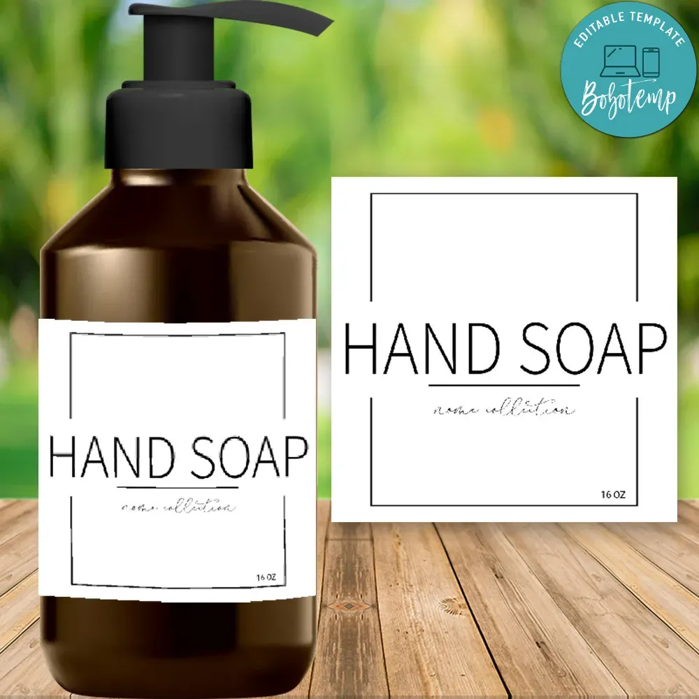 Hand Sanitizer Label Customizable Template Instant Download | Bobotemp