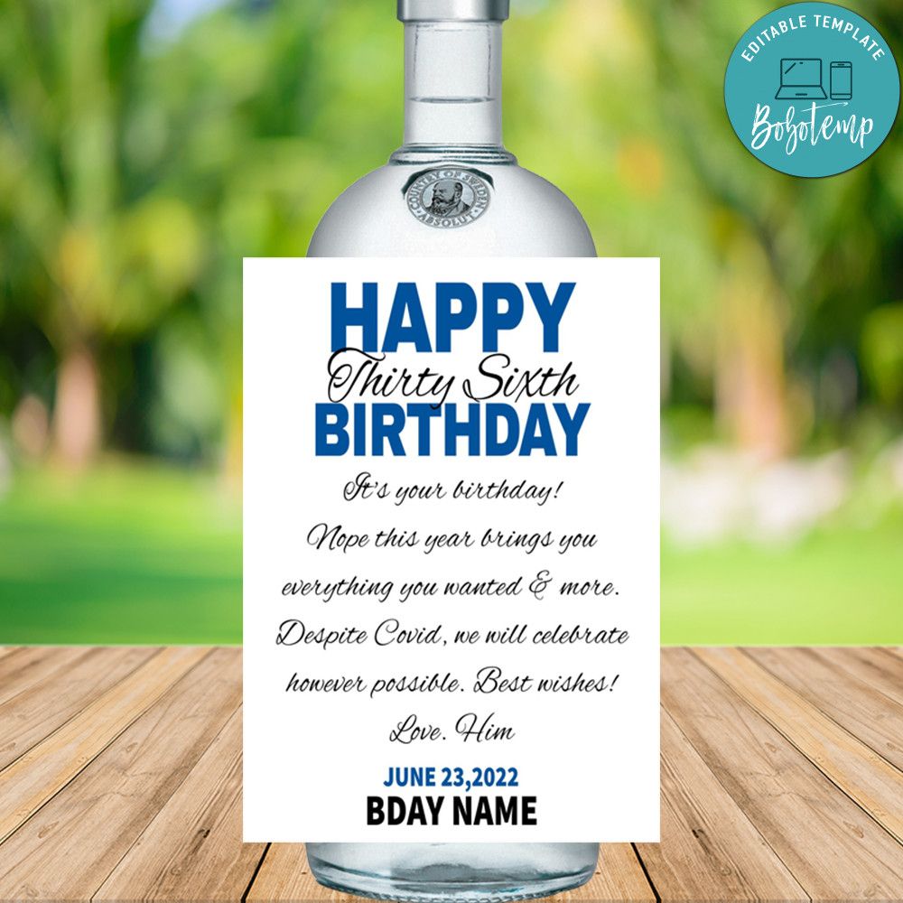Absolut Vodka Wine Bottle Label Customizable Template DIY