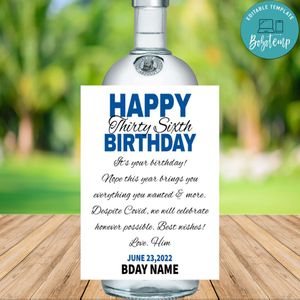Absolut Vodka Wine Bottle Label Customizable Template Instant Download