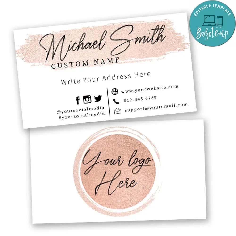 Rose Gold Custom Business Card Bobotemp