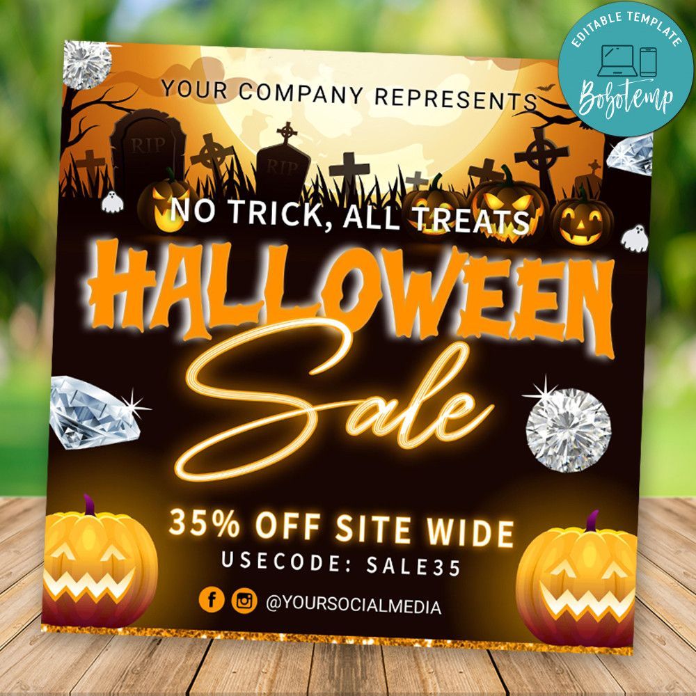 Halloween Social Media Sale Flyer Customizable Template Instant Download