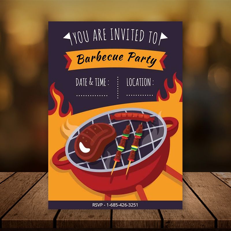 Editable Meat BBQ Party Invitation Digital File Bobotemp