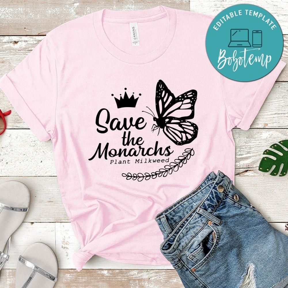 Save The Monarchs Plant Milkweed Butterfly Crown T-Shirt