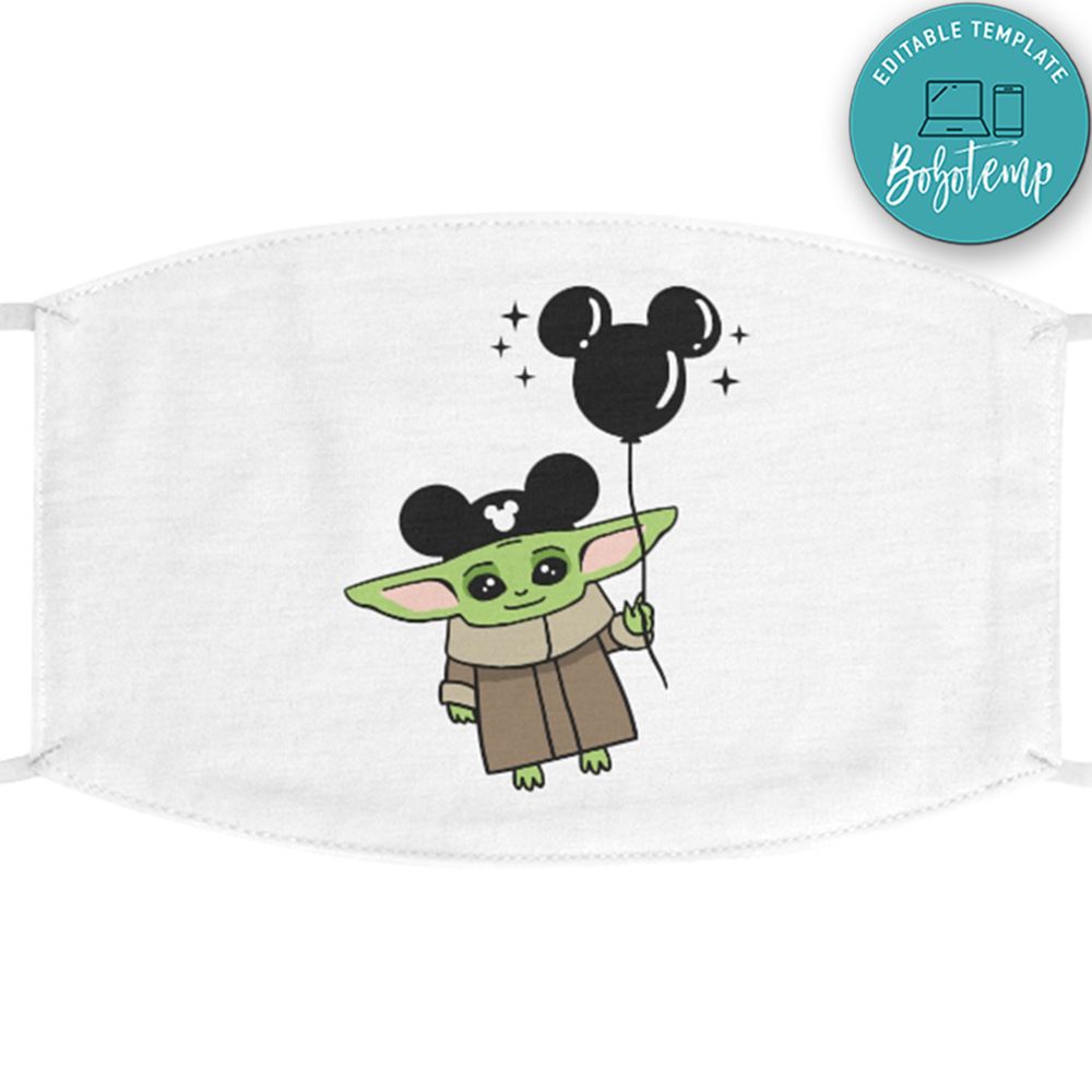Baby Yoda Disney Ears Washable Face Mask Bobotemp