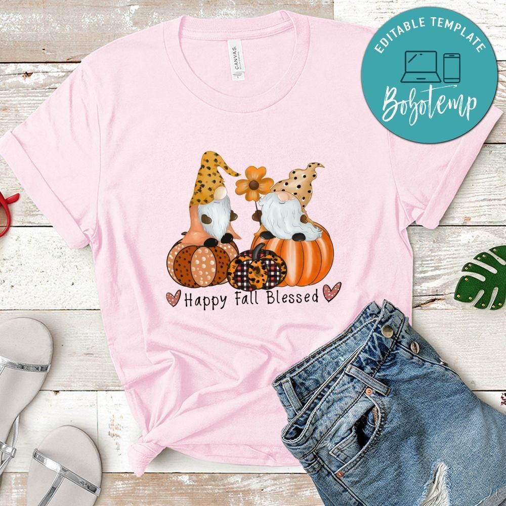 Happy Fall Blessed Gnomes Pumpkins T-Shirt