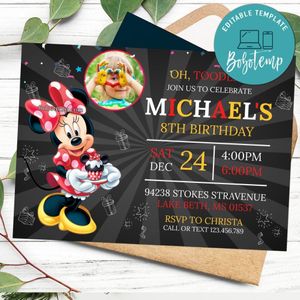 Editable Disney Minnie Mouse Birthday Flyer With Photo Instant Download