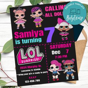Editable LOL Surprise Dolls - Calling All Dolls Invitations Digital File