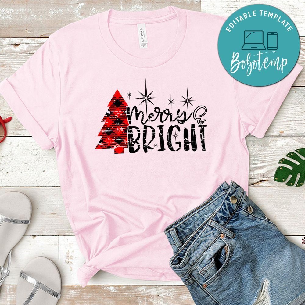 Merry and Bright Grunge Plaid T-Shirt