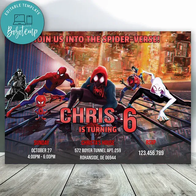 Spider-Man Into The Spider-Verse Thank You Tag Spider-Man Into The Spider-Verse Party Tag Spider-Man Into The SpiderVerse Instant Download