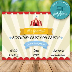 Editable Carnival Birthday Flyer Instant Download