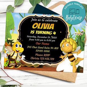 Editable Maya The Bee Birthday Flyer Instant Download