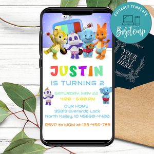 Word Party Birthday Electronic Invite Invitation Printable Instant Download