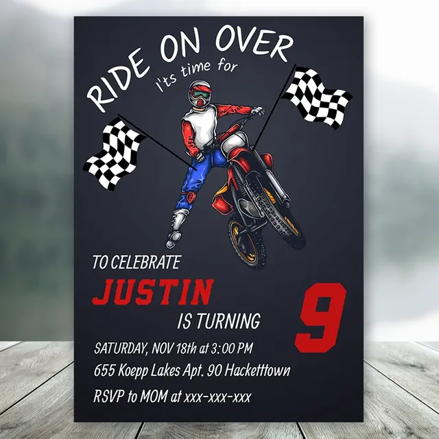 Dirt Bike Birthday Digital Invitation Printable | Bobotemp for Free Printable Dirt Bike Birthday Invitations