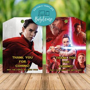 Editable Rey Star Wars Thank You Tag Instant Download