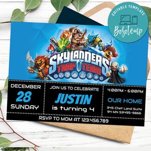 Editable Skylanders Invitations Instant Download