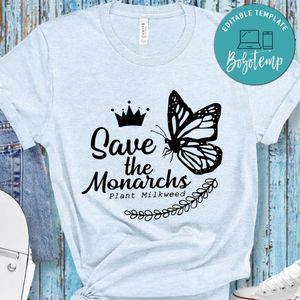 Save The Monarchs Plant Milkweed Butterfly Crown T-Shirt